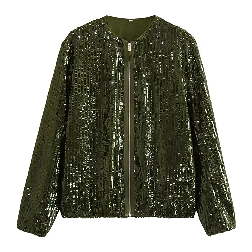 Pailletten Jacke Damen Festlich Herbst Kurz Langarm Glitzer Blazer Glitzer Jacke Winter Große Größen Leicht Grobstrick Pailletten Jacke Pailletten Blazer Elegant Modern Cardigan Glitzer Outfit von Kswlwccpp