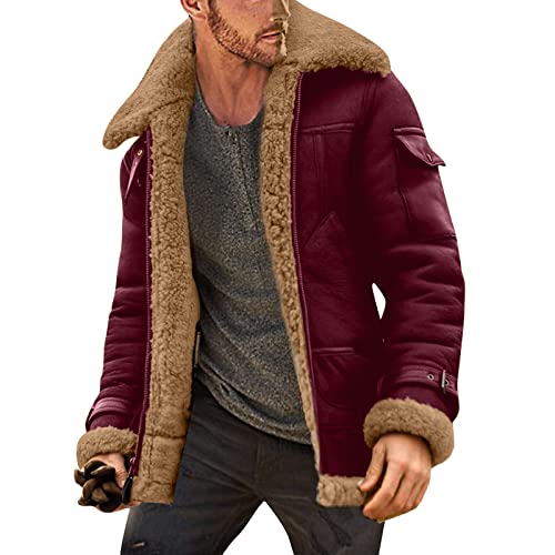 Kswlwccpp Pilotenjacke Herren mit Kragen Atmungsaktiv mit Fell Fliegerjacke Winterjacke Herbst Gefüttert Wasserdicht Pilotenjacke Übergangsjacke Baumwolle Winter 6Xl Warm Arbeitsjacke Herren-Jacken von Kswlwccpp