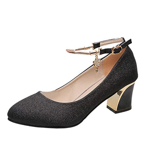 Kswlwccpp Riemchenpumps Damen: Weite H Offen Modisch Blockabsatz High Heels Damen Schuhe 42 Casual mit Absatz Schwarz Absatzschuhe Riemchenpumps Elegant Bequem Pumps Trachtenschuhe von Kswlwccpp