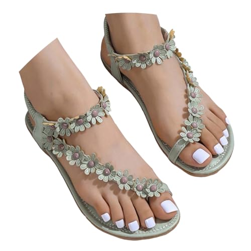 Kswlwccpp Sandalen Damen Sommer mit Fussbett Slingback Sandaletten Elegant Coole Orthopädische Sandalen Bequem Boho Flip Flops Flache Lässige Sommerschuhe Offene Breite Füße Zehentrenner fur Damen von Kswlwccpp
