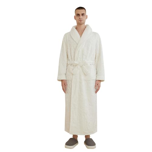 Kswlwccpp Sauna Bademantel, Bademantel Herren Flauschig, Frottee Saunamantel Leicht Bademantel Standard ohne Kapuze Sauna Bademantel Lang Warm Morgenmantel Hausmantel von Kswlwccpp