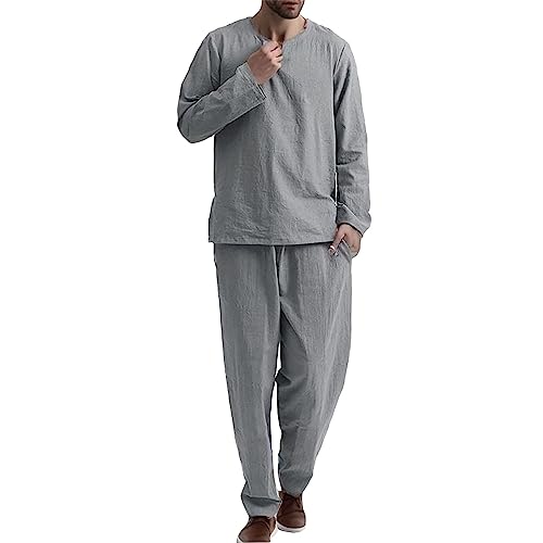 Kswlwccpp Schlafanzug Herren: 4XL Langarm Winter Fleece Schlafanzug Lounge Wear Lustig Baumwolle Lang Zweiteilige Hausanzug Nachtwäsche Warm Kuschelig Pyjama Set Herrenschlafanzug von Kswlwccpp
