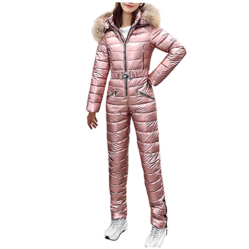 Kswlwccpp Schneeanzug Damen Ski: Overall Große Größe Warm Winddicht Schneeanzug Skioverall Outdoor 2 Teilig Einteiler Skianzug Winteranzug Wasserdicht Winter Jumpsuit Winteroverall von Kswlwccpp