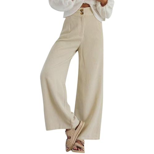Kswlwccpp Damen Cordhose Bootcut, Casual, Beige, L (Alpha) von Kswlwccpp