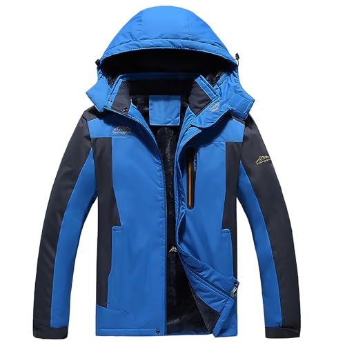 Kswlwccpp Skijacke Herren, Warm Winddicht Große Größen Gefüttert Outdoor Jacken Snowboardjacke Wasserdicht 4Xl Atmungsaktiv Lang Wanderjacke Winterjacke Winter Schwarz Skijacke Wanderjacke von Kswlwccpp