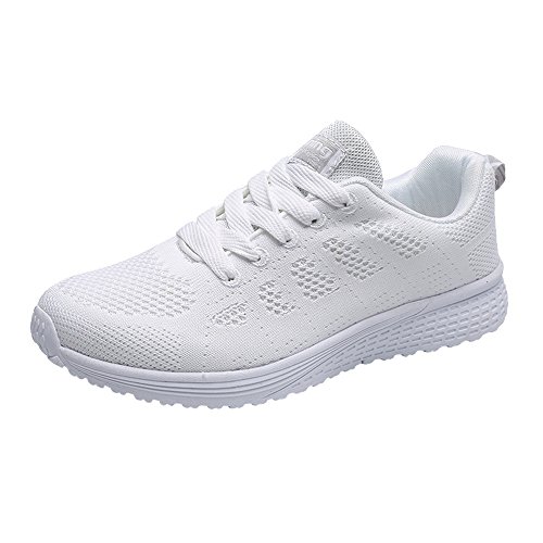 Kswlwccpp Sneaker Damen Weiss Turnschuhe Sportschuhe Sneaker Running Schuhe Tennisschuhe Freizeit Flach Straßenlaufschuhe Leichtgewichts Atmungsaktiv Walkingschuhe für Outdoor Fitness Jogging von Kswlwccpp