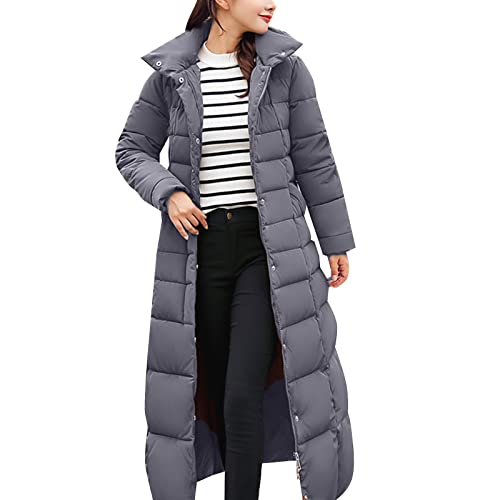 Kswlwccpp Steppmantel Damen Gesteppt Warm Glänzend Langer Mantel Wintermantel Elegant Lang Winter Puffer Mantel Daunenjacke Übergang Leicht Gefüttert Atmungsaktiv Daunenmantel Steppmantel von Kswlwccpp