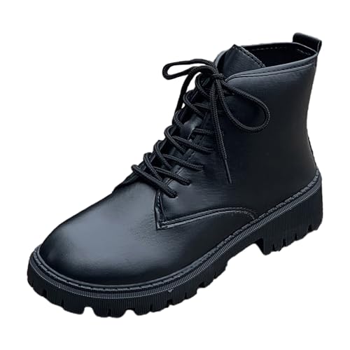 Kswlwccpp Stiefeletten Damen Winter Enger Schaft Gefüttert Wasserdicht Winterboots mit Absatz Schnürboots Leder Schnürstiefeletten Winterschuhe Kurze Stiefel Elegant Warm Schlupfstiefel Winterstiefel von Kswlwccpp