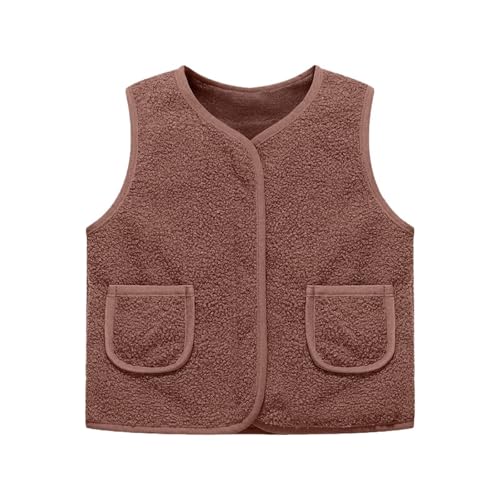 Kswlwccpp Teddy Fleece Weste Kinder Jungen Mädchen Ärmellos Fleecejacke Kurz V-Ausschnitt Teddyfleece Jacke Locker Weste Herbst Winter Warm Teddyweste Outdoor Winterjacke Plüschweste 2025 von Kswlwccpp