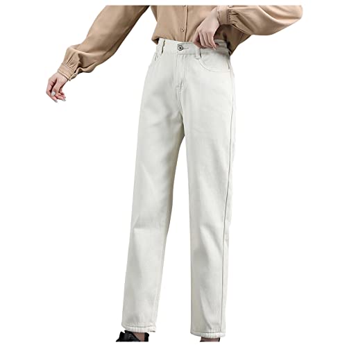Kswlwccpp Thermo Jeans Damen: Warme Stretch Skinny Winter Thermo Jeggings Thermojeans Bequem Beinweite Warm Straight Jeanshose Thermo Jeans High Waist Slim Fit Gefütterte Jeans Thermohose von Kswlwccpp