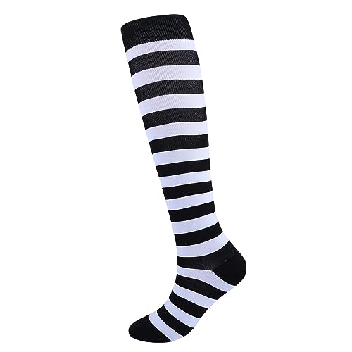 Kswlwccpp Trombosestruempfe Herren Flug: Unisex Sport Schwarz Offen Stützstrümpfe Football Socks Running Lang Baumwolle Compression Socks Klasse 2 Atmungsaktiv Kompressionsstrümpfe Kompressionssocken von Kswlwccpp