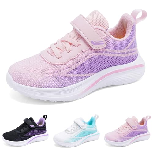 Kswlwccpp Turnschuhe Mädchen, Hallenschuhe Kinder Mädchen Junge - Turnschuhe Helle Sohle Atmungsaktiv Sportschuhe Weit Sneaker Klettverschluss Kinderschuhe 28-40 von Kswlwccpp