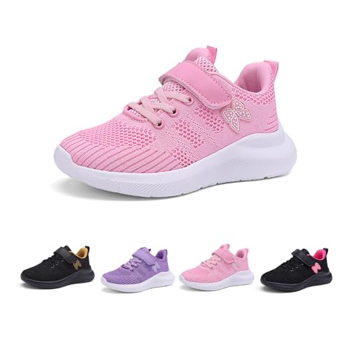 Kswlwccpp Turnschuhe Mädchen, Hallenschuhe Kinder Mädchen Junge - Turnschuhe Helle Sohle Atmungsaktiv Sportschuhe Weit Sneaker Klettverschluss Kinderschuhe 28-40 von Kswlwccpp