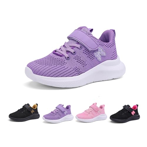 Kswlwccpp Turnschuhe Mädchen, Hallenschuhe Kinder Mädchen Junge - Turnschuhe Helle Sohle Atmungsaktiv Sportschuhe Weit Sneaker Klettverschluss Kinderschuhe 28-40 von Kswlwccpp