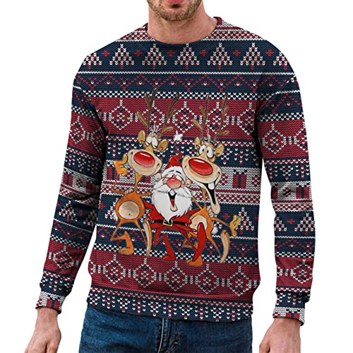 Kswlwccpp Weihnachtspullover Familie Set, 2024 Weihnachtspullover Herren Rentier Lustig 3D Weihnachts Sweatshirt Pullover Weihnachts Pullover für Herren Damen von Kswlwccpp