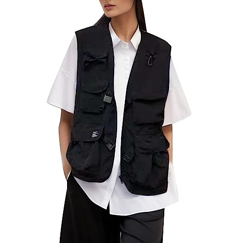 Kswlwccpp Westen Damen Sommer Gesteppt Große Größen Dünn Sommerweste Sportweste Sport Frühling Leicht Sweatweste Ärmellose Weste Lang Elegant Damenwesten mit Vielen Taschen Arbeitsweste von Kswlwccpp
