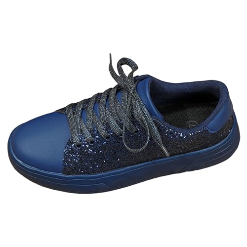 Pailettenschuhe Für Damen, Elegant mit Schnürung Outdoor Silber Laufschuhe Pailletten Schuhe Running Blau Freizeit Atmungsaktiv Glitzer Sneaker Turnschuhe 40 Flach Sportschuhe Glitzer Schuhe von Kswlwccpp