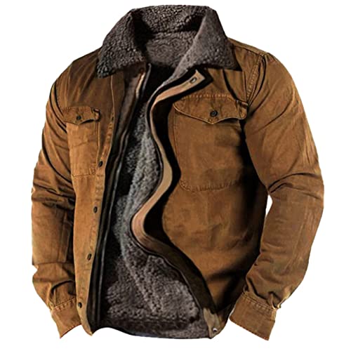 Pilotenjacke Herren, 6Xl mit Kragen Gefüttert Pilotenjacke Herren-Jacken Warm Baumwolle Atmungsaktiv Übergangsjacke Winterjacke Original mit Fell Winter Herbst Winterarbeitsjacken Arbeitsjacke von Kswlwccpp