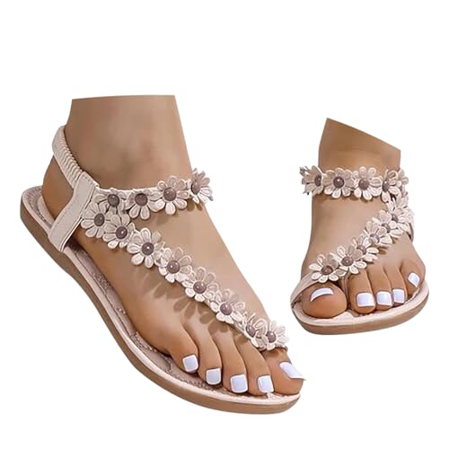 Kswlwccpp Sandalen Damen Sommer mit Fussbett Slingback Sandaletten Elegant Coole Orthopädische Sandalen Bequem Boho Flip Flops Flache Lässige Sommerschuhe Offene Breite Füße Zehentrenner fur Damen von Kswlwccpp
