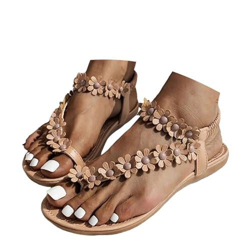 Kswlwccpp Sandalen Damen Sommer mit Fussbett Slingback Sandaletten Elegant Coole Orthopädische Sandalen Bequem Boho Flip Flops Flache Lässige Sommerschuhe Offene Breite Füße Zehentrenner fur Damen von Kswlwccpp