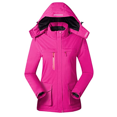 Snowboardjacke Damen: Winter Gefüttert Wasserdicht Grosse Grössen Skijacke Outdoor Jacken Warm Schwarz Lang Atmungsaktiv Softshelljacke Damen-Jacken Winddicht Tailliert Snowboardjacke Winterjacke von Kswlwccpp