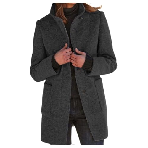 Wollmantel Damen Herbst,Wollmantel Damen Wolle Zweireihiger Elegant Lang Trenchcoat Wintermantel Winter Große Größen Wollmantel Dufflecoat Warm Blau Übergangsmantel Warme Jacke von Kswlwccpp