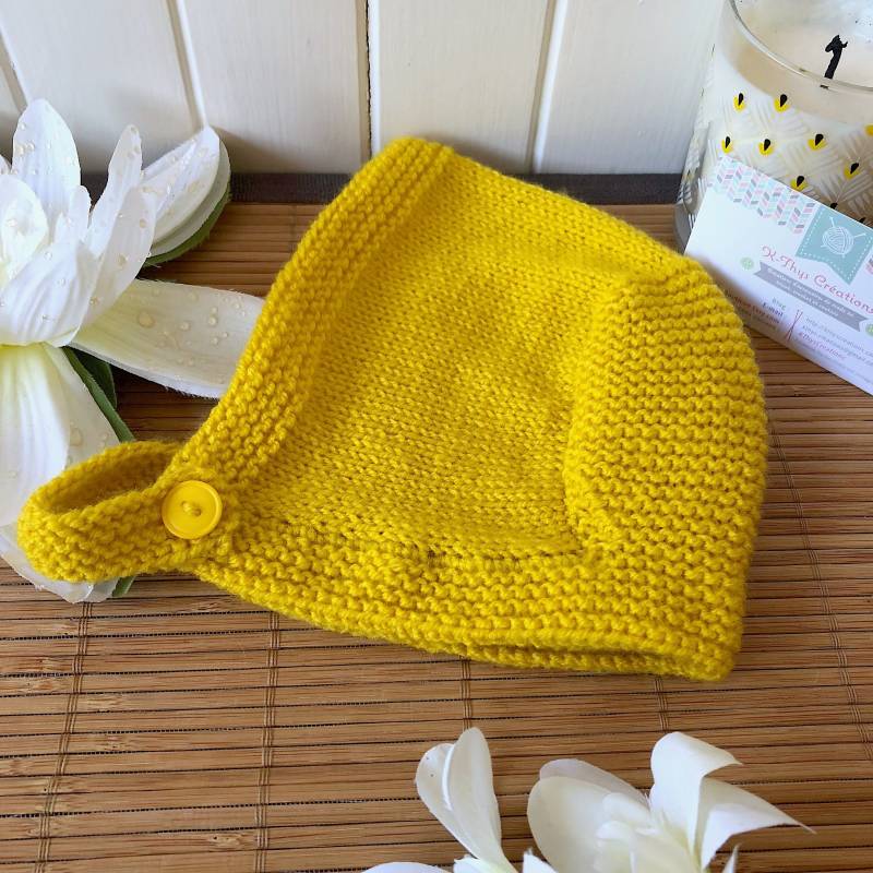 „Deasun" Crush-Mütze Baby 9 Bis 12 Monate, Zitronengelbe Retro-Vintage-Mütze, Handgefertigtes Stricken von KthysCreations
