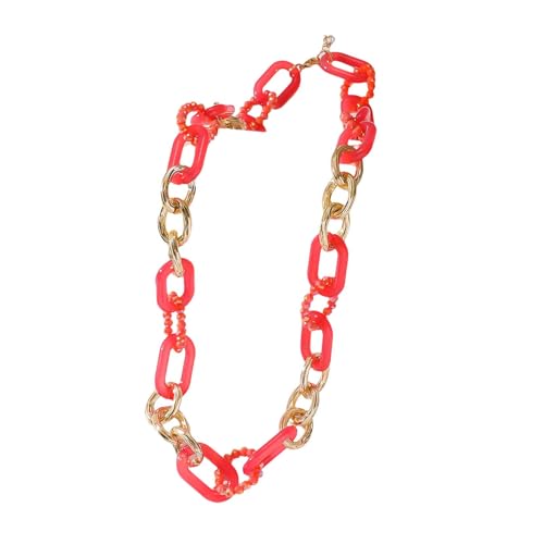 Acryl Chunky Halskette Punk Mode Bunt kubanische Verbindung Kette Leicht Boho Link Kette Mode Schmuck Geschenke für Frauen Mädchen red von Ktrezs