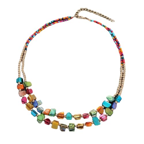 Bunte Halskette Vintage ethnischer Stil farbenfrohe Muschel Reis Perle Perlenperlen Halskette für Frauen Halsketten Kostüm Schmuck Valentiner Geschenke für sie colourful von Ktrezs