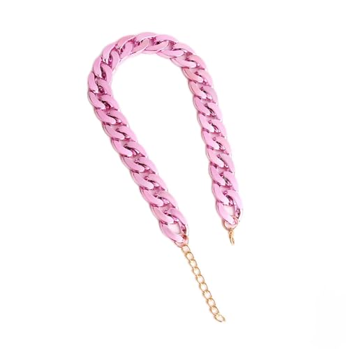 Herren klobige Halskette, Modefarbene dicke Kette Rapper gefälschte Goldkette 90er Hip Hop gefälschte goldene Halskette Kostüm -Accessoire Pink von Ktrezs