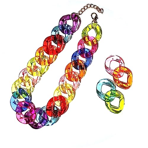 Ketten Halsketten Set Acryl einstellbare Halskette glatte Kettenglieder coole Statement Choker Cuban Style Schmuck Geschenk für Frauen Mädchen A von Ktrezs