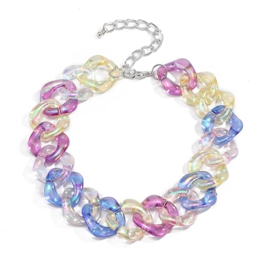 Ktrezs Bunte Acrylharz-Halskette Statement-Halskette Für Frauen Übertriebene Klobige Acrylkette Twist Choker Handmade Clavicle Chain Collar coloured von Ktrezs
