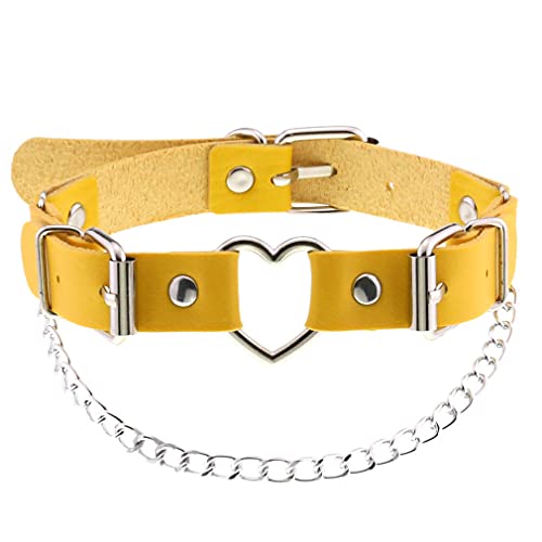 Ktrezs Mehrfarbige Leder -Halskette Halskette Vintage Vintage Verstellbares Herzhänger Choker für Frauen Männer sexy übertrieben Halskette Gothic Neck -Gurt -Schlüsselbeink yellow Ktrezs Mehrfarbige Leder -Halskette Halskette Vintage Vintage Verstellbares Herzhänger Choker für Frauen Männer sexy übertrieben Halskette Gothic Neck -Gurt -Schlüsselbeink yellow von Ktrezs