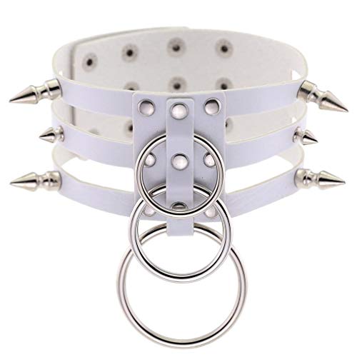 Ktrezs Mehrfarbige gotische Leder-Halskette Halskette Vintage Vintage Verstellbarer Drei-Ring-Rivet Choker für Frauen sexy übertrieben Halskettenhals-Gurte Schlüsselbein Ke White Ktrezs Mehrfarbige gotische Leder-Halskette Halskette Vintage Vintage Verstellbarer Drei-Ring-Rivet Choker für Frauen sexy übertrieben Halskettenhals-Gurte Schlüsselbein Ke White von Ktrezs