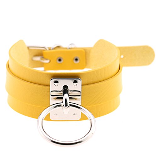 Ktrezs Mehrfarbige gotische Leder-Halskette Halskette Vintage Vintage Verstellbarer silberne Einzelring O-Ring Halshalskette für Frauen sexy übertreiben Schlüsselbein Halsk yellow Ktrezs Mehrfarbige gotische Leder-Halskette Halskette Vintage Vintage Verstellbarer silberne Einzelring O-Ring Halshalskette für Frauen sexy übertreiben Schlüsselbein Halsk yellow von Ktrezs