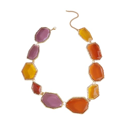 Ktrezs Übertriebene farbenfrohe geometrische Harz -Halskette Schlüsselbeinkette Juwely Frauen Party B von Ktrezs