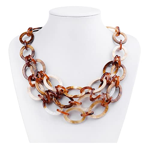 Ktrezs Vintage Multi-Layer Harz Perlen Perlen Pullover Kette Halskette handgefertigt farbenfrohe klobige Acrylperlen Statement Halskette für Frauen Mädchen Übertreibung exo brown von Ktrezs