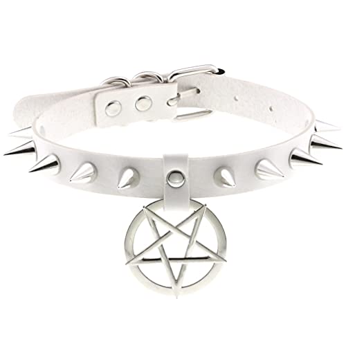 Multicolor Gothic Leder Choker -Kette Spike Nietpentagramm Anhänger Halskette Vintage Verstellbare Halskette für Frauen sexy übertreiben Schlangekette Halskette über white Multicolor Gothic Leder Choker -Kette Spike Nietpentagramm Anhänger Halskette Vintage Verstellbare Halskette für Frauen sexy übertreiben Schlangekette Halskette über white von Ktrezs