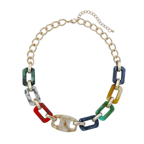 Punk Hip Hop Mode Quadrat Acryl Link Kette Halskette Rock Gothic Kunststoff Choker Kragen Halskette Für Frauen Zubehör Colourful von Ktrezs