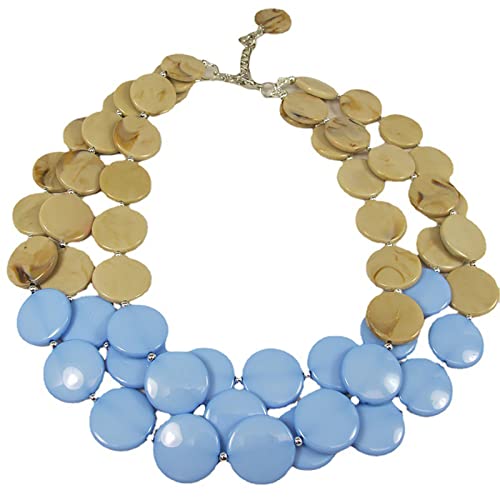 Übertriebene geschichtete Farbscheibe Halskette Multilayer Stacking Statement Strand Polished Ball Kostüm Schmuck für Frauen Mädchen blue von Ktrezs
