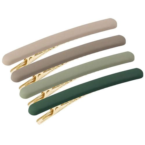 Ktxaby 4 Stück Matt Haarspangen mit Entenschnabeln,9 Cm Französische Barrette Automatische Haarklammern Vintage Haarschmuck Set für Feines Mitteldickes Haar Dünnes Haar (4 Farben01） von ktxaby