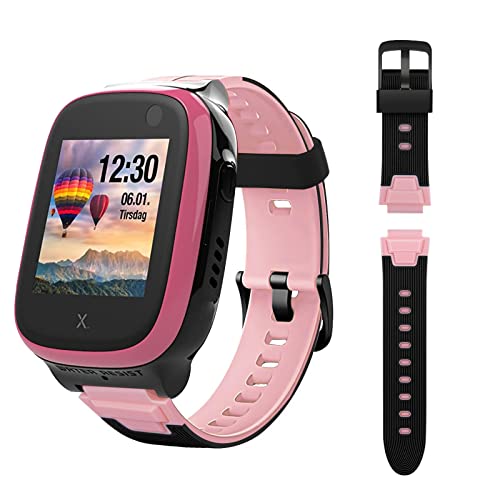 [1-Stück] Kinder Armbänder kompatibel mit Xplora X5/ XGO2/XGO3 Armband, Xplora Kids Smartwatch Ersatz Silikon Uhrenarmband für X5 Play/ XGO 2/XGO 3, Mädchen Jungen Student Geschenk,Schwarz-Rosa von Kuaguozhe