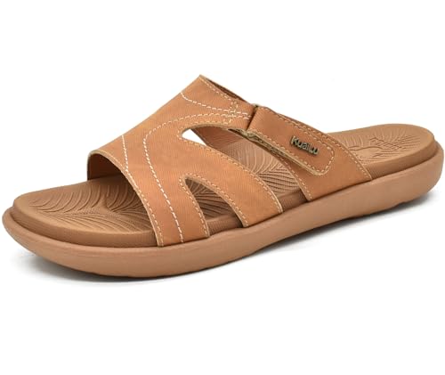 KuaiLu Badelatschen Damen Orthopädische Mode Leichte Arch Support Badeschlappen Sommer Verstellbare Offenen Zehen Badesandalen Bequeme Yoga Fußbett rutschfest Khaki 36 von KuaiLu