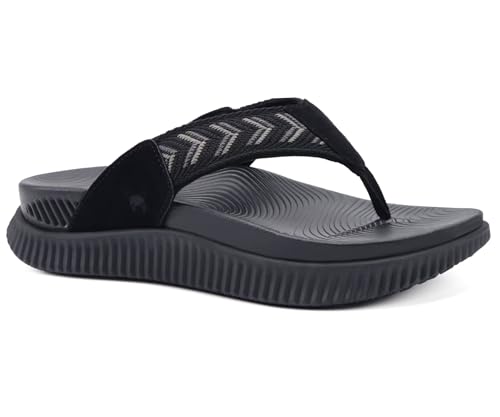 KuaiLu Damen Orthotische Flip Flops Dicke Kissen Erholung Tuch Thong Sandalen Sommer Slip On Yoga Matte Sport Wandern Sandeln Bequeme Plantar Fasciitis Bogen UnterstüTzung Strand Schwarz 38 von KuaiLu