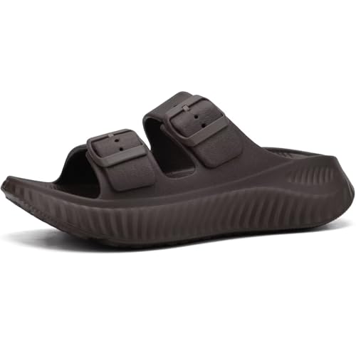 KuaiLu Damen Recovery Sandalen Athletic Sport Sliders Komfort Bogen Unterstützung Kissen Orthotic Plantar Fasciitis Badepantoletten auf dicke Sohle Sandale Sommer Pool Beach Sandles Ganz Braun 36 von KuaiLu