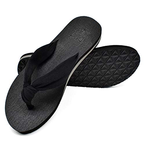 KuaiLu Flip Flops Damen Weich Stoff Zehentrenner Frauen Bade Sandalen Bequeme Füße Badelatschen Yoga Matte Fussbett Sommer Strand Zehensandalen rutschfest Gummi Indoor Outdoor Schwarz 38 von KuaiLu