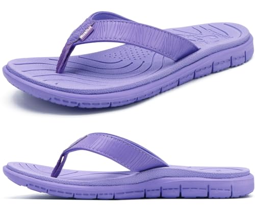KuaiLu Flip Flops Damen Bequeme Leder Stoff Leicht Orthopädische Zehentrenner Frauen Plantarfasziitis Fußbett Breite Füße Badelatschen Sommer Strand Zehensandalen Rutschfest Sandalen Dunkelviolett 42 KuaiLu Flip Flops Damen Bequeme Leder Stoff Leicht Orthopädische Zehentrenner Frauen Plantarfasziitis Fußbett Breite Füße Badelatschen Sommer Strand Zehensandalen Rutschfest Sandalen Dunkelviolett 42 von KuaiLu