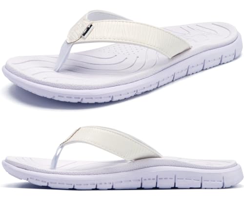 KuaiLu Flip Flops Damen Bequeme Leder Stoff Leicht Orthopädische Zehentrenner Frauen Plantarfasziitis Fußbett Breite Füße Badelatschen Sommer Strand Zehensandalen Rutschfest Sandalen Weiß 42 KuaiLu Flip Flops Damen Bequeme Leder Stoff Leicht Orthopädische Zehentrenner Frauen Plantarfasziitis Fußbett Breite Füße Badelatschen Sommer Strand Zehensandalen Rutschfest Sandalen Weiß 42 von KuaiLu