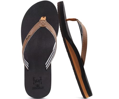 KuaiLu Flip Flops Damen Weich Stoff Zehentrenner Frauen Bade Sandalen Bequeme Füße Badelatschen Yoga Matte Fussbett Sommer Strand Zehensandalen rutschfest Gummi Indoor Outdoor Braun 37 von KuaiLu