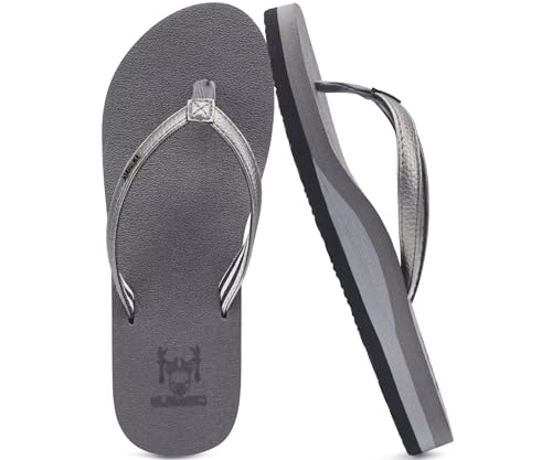 KuaiLu Flip Flops Damen Weich Stoff Zehentrenner Frauen Bade Sandalen Bequeme Füße Badelatschen Yoga Matte Fussbett Sommer Strand Zehensandalen rutschfest Gummi Indoor Outdoor Grau 41 von KuaiLu